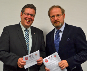 Fraktionsvorsitzender Claus Peter Dieck (SE) und Fraktionsvorsitzender Joachim Wagner (OD),